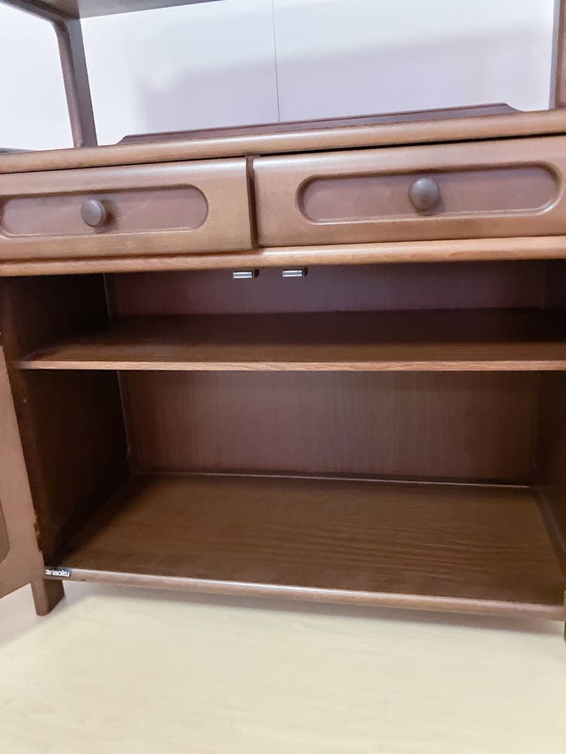 Karimoku カリモク 木製 電話台、FAX台 キャビネット飾り棚 収納 ①