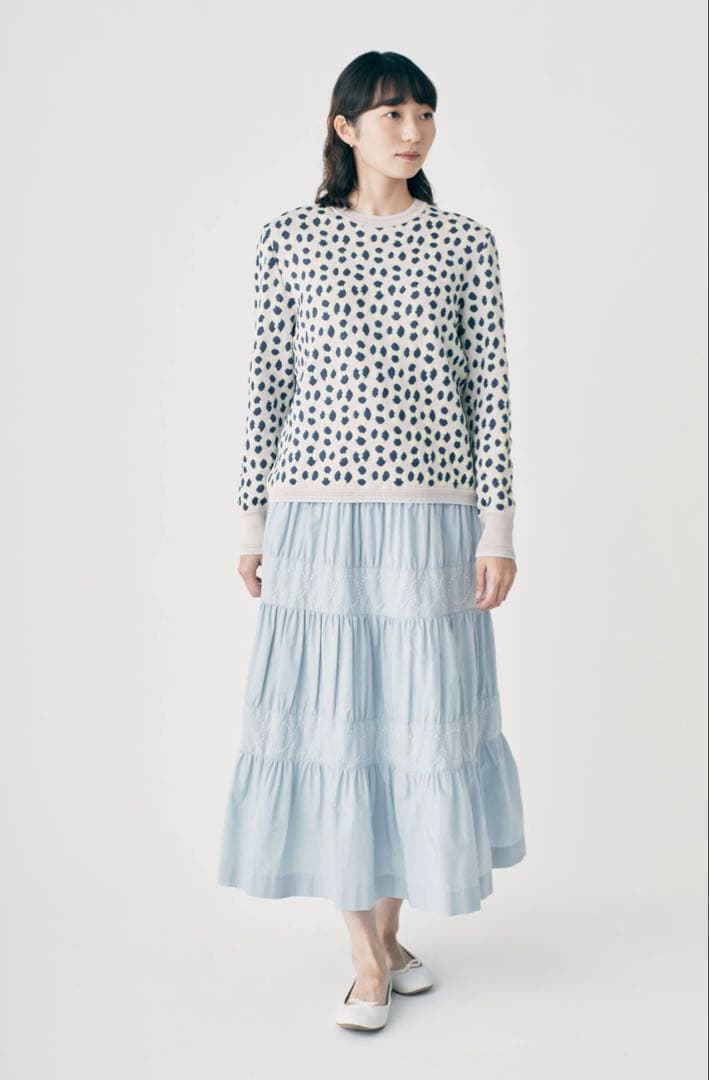 ミナペルホネン tambourine ティアードスカート lightblue mina perhonen tambourine ティアードスカート - ミナペルホネン正規