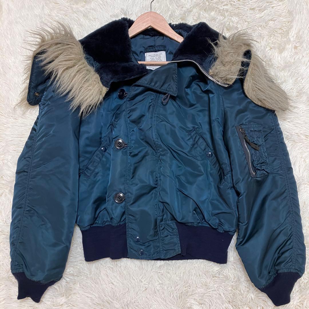 希少色 USA製 アルファインダストリーズ N-2B 90s L ネイビー - メルカリ