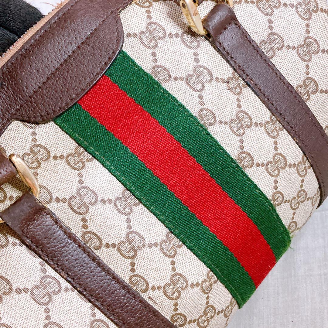 477 グッチ GGスプリーム GGキャンバス シェリーライン ボストンバッグ