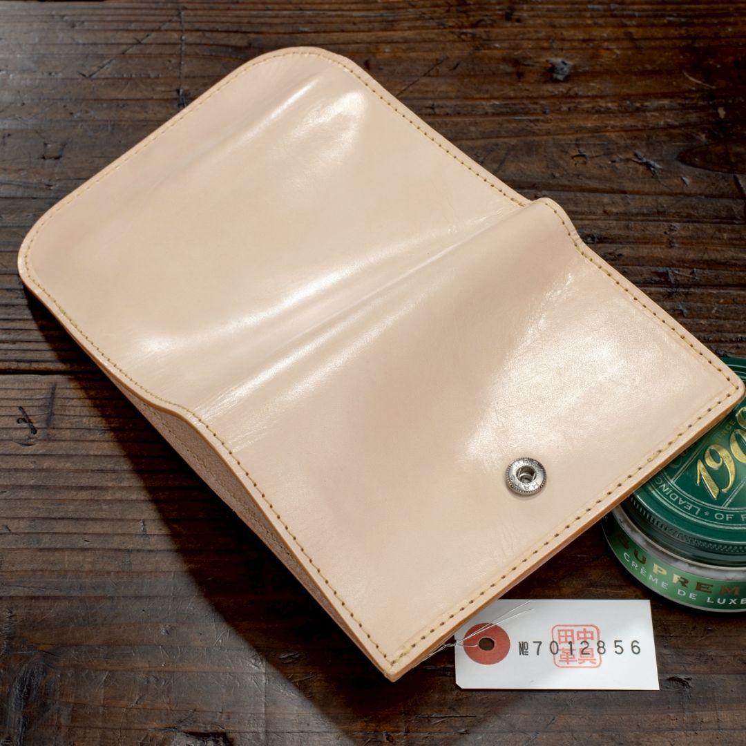 令和7年bluetooth 版 生成り ヌメ革 本革 牛革 三つ折り ナチュラル