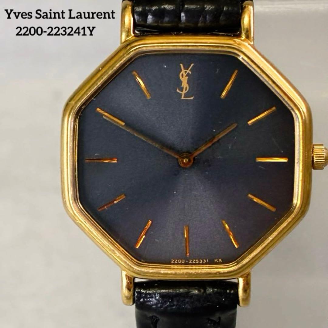 YSL イヴサンローラン レディース腕時計 ゴールド オクタゴン 稼働