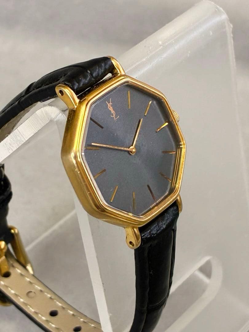 YSL イヴサンローラン レディース腕時計 ゴールド オクタゴン 稼働