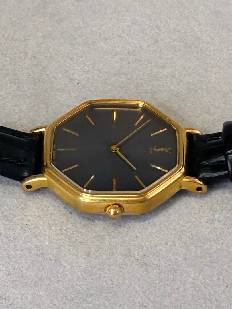 YSL イヴサンローラン レディース腕時計 ゴールド オクタゴン 稼働