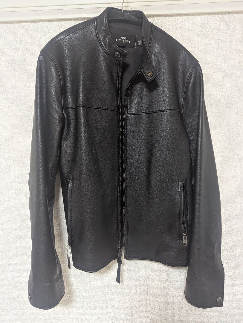 COACH ブラック レザー シングルライダース 中古・古着通販】COACH (コーチ) シングルライダースジャケット