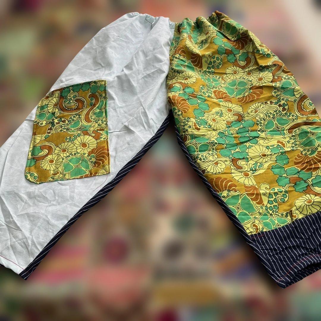 着物リメイクカラフルもんぺ手作バルーンパンツ木綿 昭和ハンドメイド