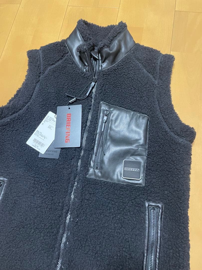 BRIEFINGレザーボアベスト/ブラックS新品未使用ブリーフィングgolf