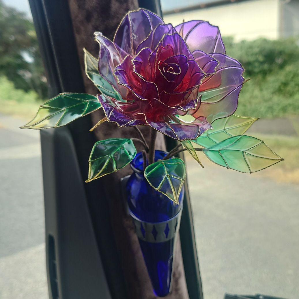 涼☆グラデ1輪薔薇 アメリカンフラワー レトロ デコトラ トラック用品