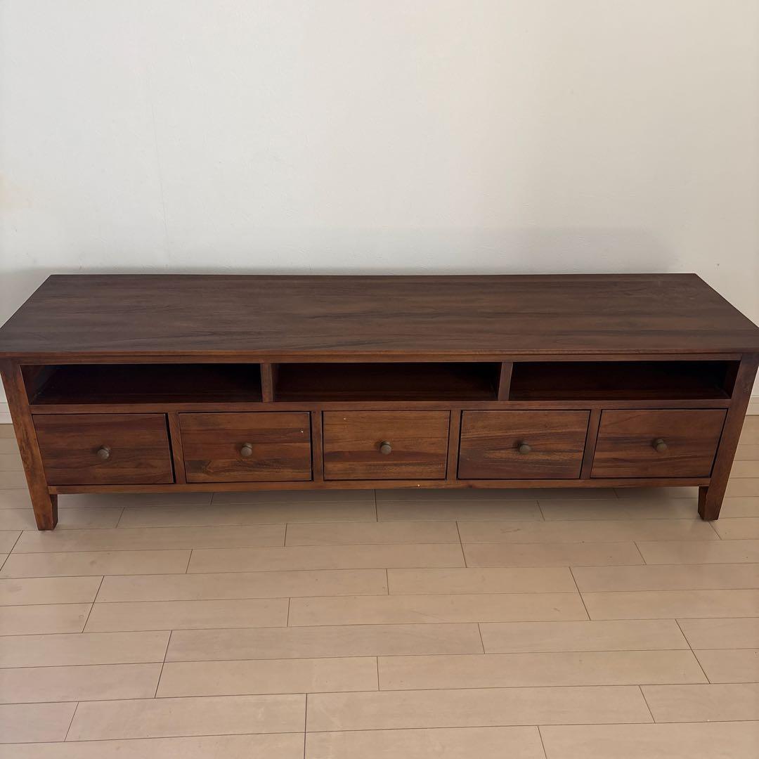 木製テレビ台 ダークブラウン 引き出し5個 アンティーク - メルカリ