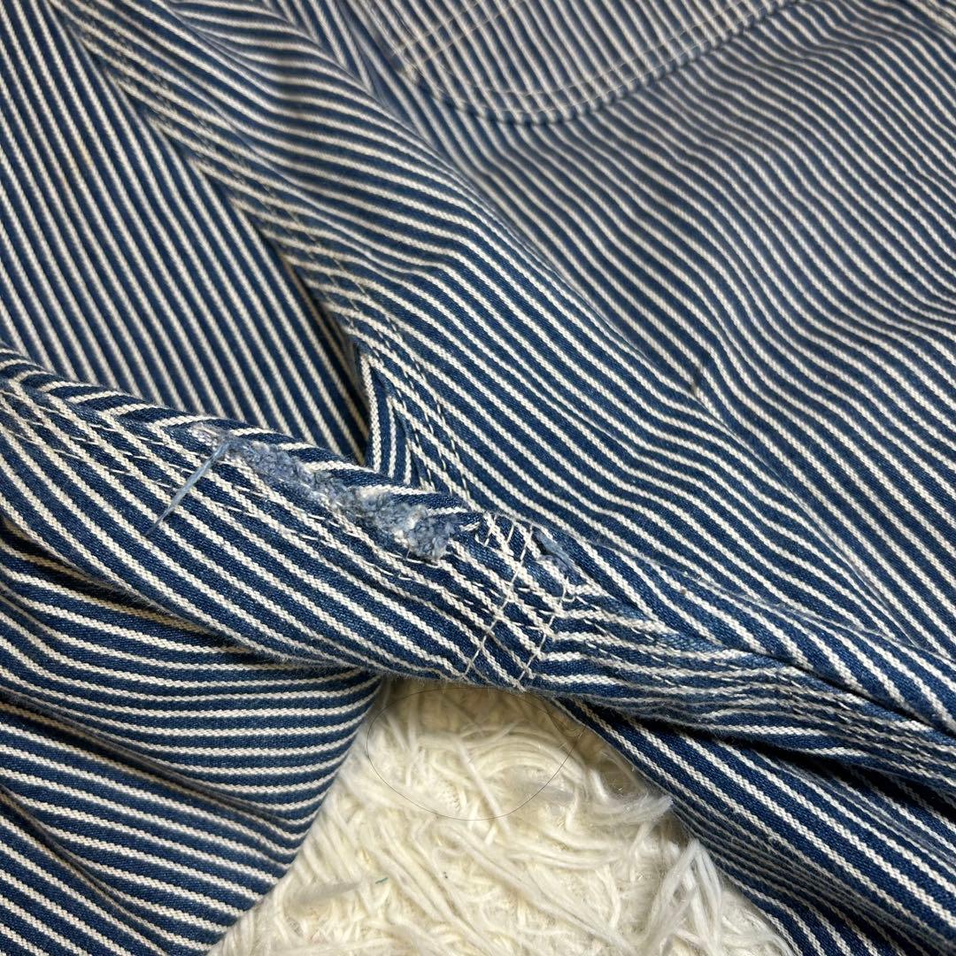 KEY オーバーオール ヒッコリー 大きめ w42 サロペット オールインワン