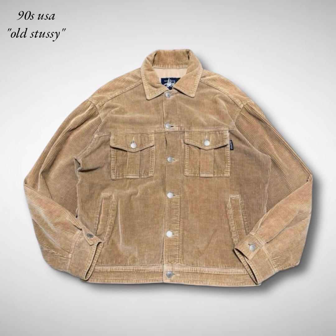 90sアメリカ製old stussyコーデュロイトラッカージャケット4ポケUSA