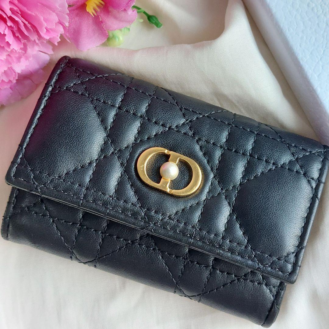 【現行】 ディオール 財布  オールグライシンウォレット 黒 革 パール 現行】 ディオール 財布 オールグライシンウォレット 黒 革 パール