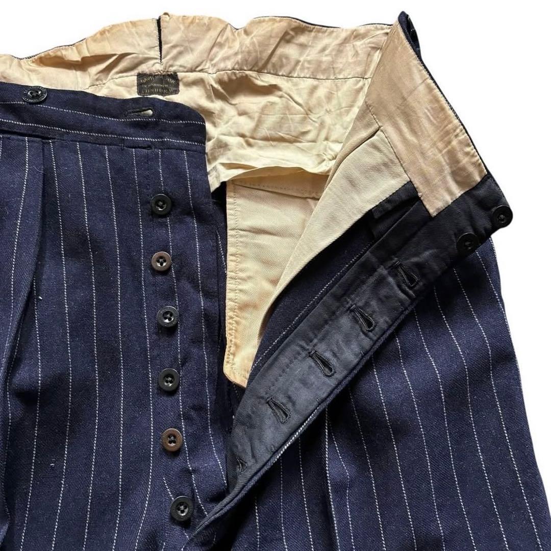 50s ヴィンテージ イギリス製 ウールパンツ 古着 ユーロ ストライプ