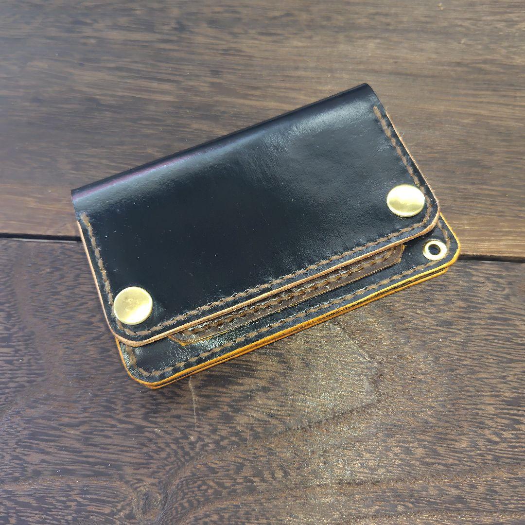 ミドルサイズ トラッカーウォレット 黒×茶 1輪のバラ ミドルトラッカーウォレット MTW-01【クロムエクセル / 茶芯