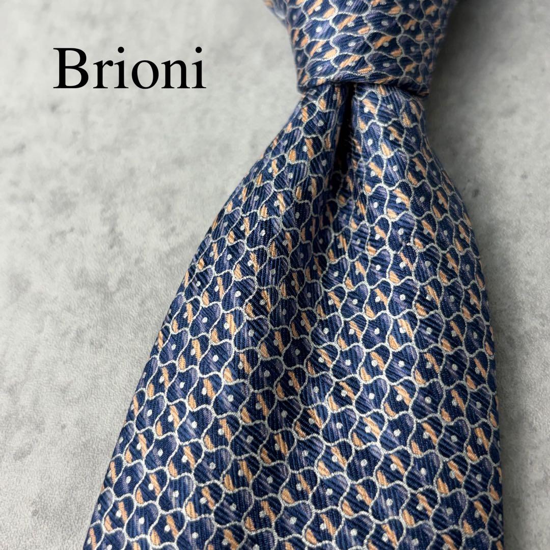 美品 Brioni ブリオーニ ピンドット柄 ネクタイ ブルー 青 - メルカリ