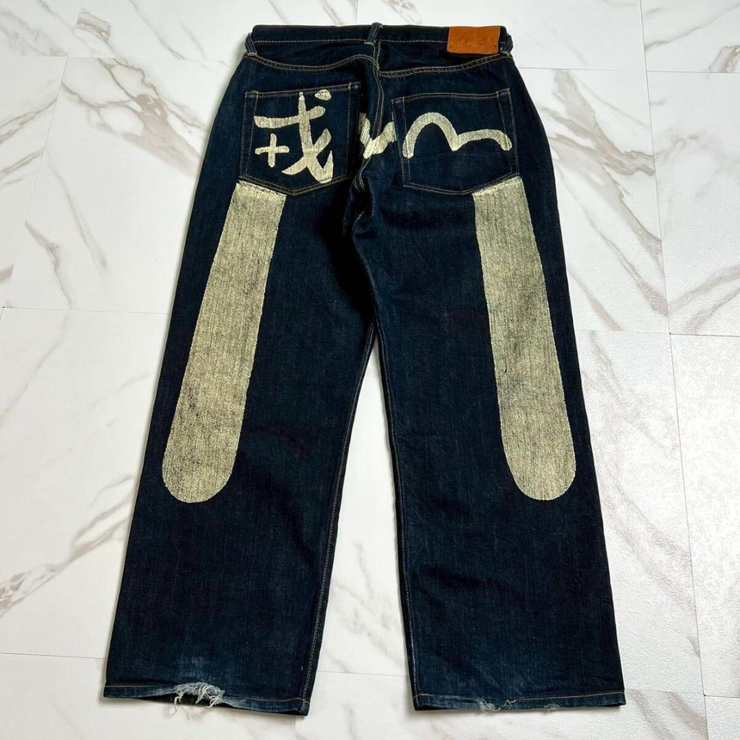 美品 EVISU エヴィス ビックカモメ 黄 戒 34 x 35 デニムパンツ - メルカリ