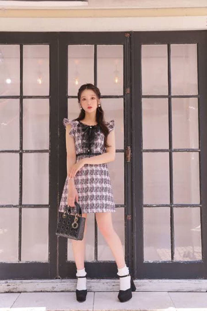 エムミーエメ ピンクチェックツイードワンピースの通販はau PAY