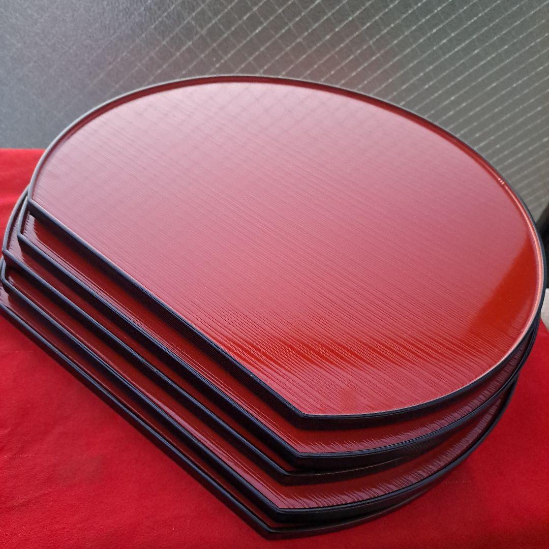 越前漆器 尺3サイズ 両面半月膳×5客】天然木製 長期保管品 - メルカリ