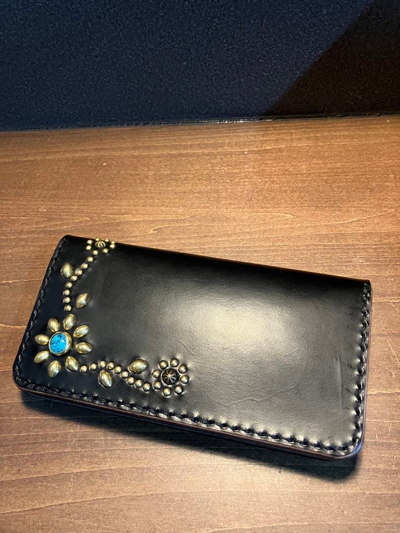 セミロングウォレット　茶芯レザー　ターコイズ トラッカーウォレット 茶芯 栃木レザー – BACKORDER