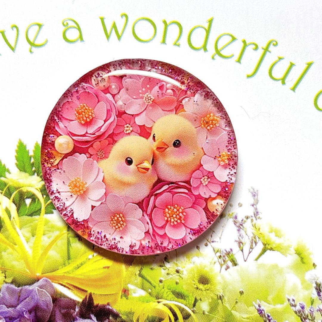 NO 628レジン ヘアゴム ブローチ ハンドメイド とり - メルカリ