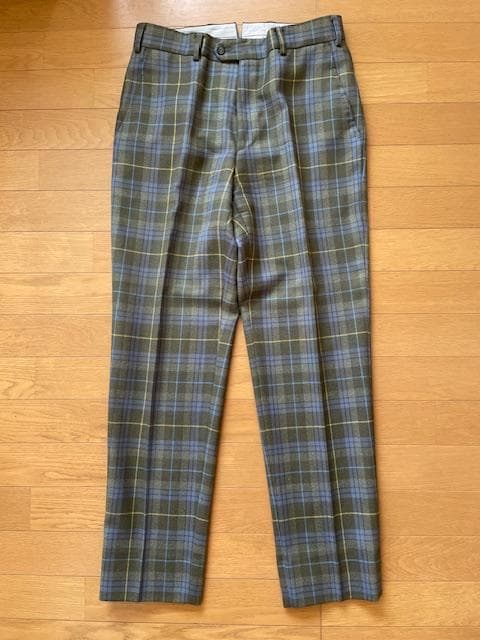 イタリア製タータンチェックパンツ】Scotland Noble生地グリーン46