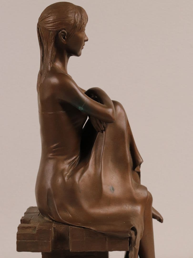 高岡銅器 稲田喜秀 プロムナード 限定31/750 鋳銅製 置物 女性 M878