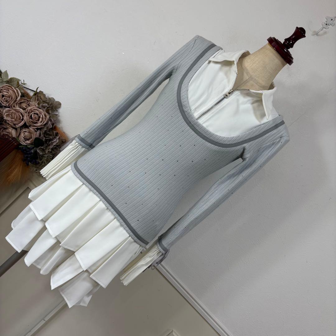 20 美品 RANDY プリーツ ワンピース 骨格ウェーブ 参戦服