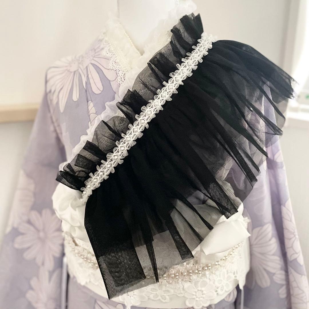 成人式振袖 ショルダーレース パールフリル 卒業式袴 浴衣着物 帯飾り