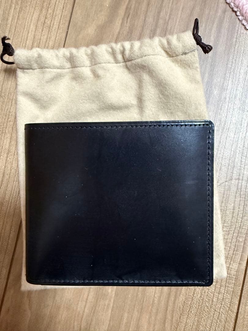 レザー製二つ折り財布 黒茶 ゴートレザー 二つ折り財布 メンズ オール 本革 やぎ革 レザー 男性