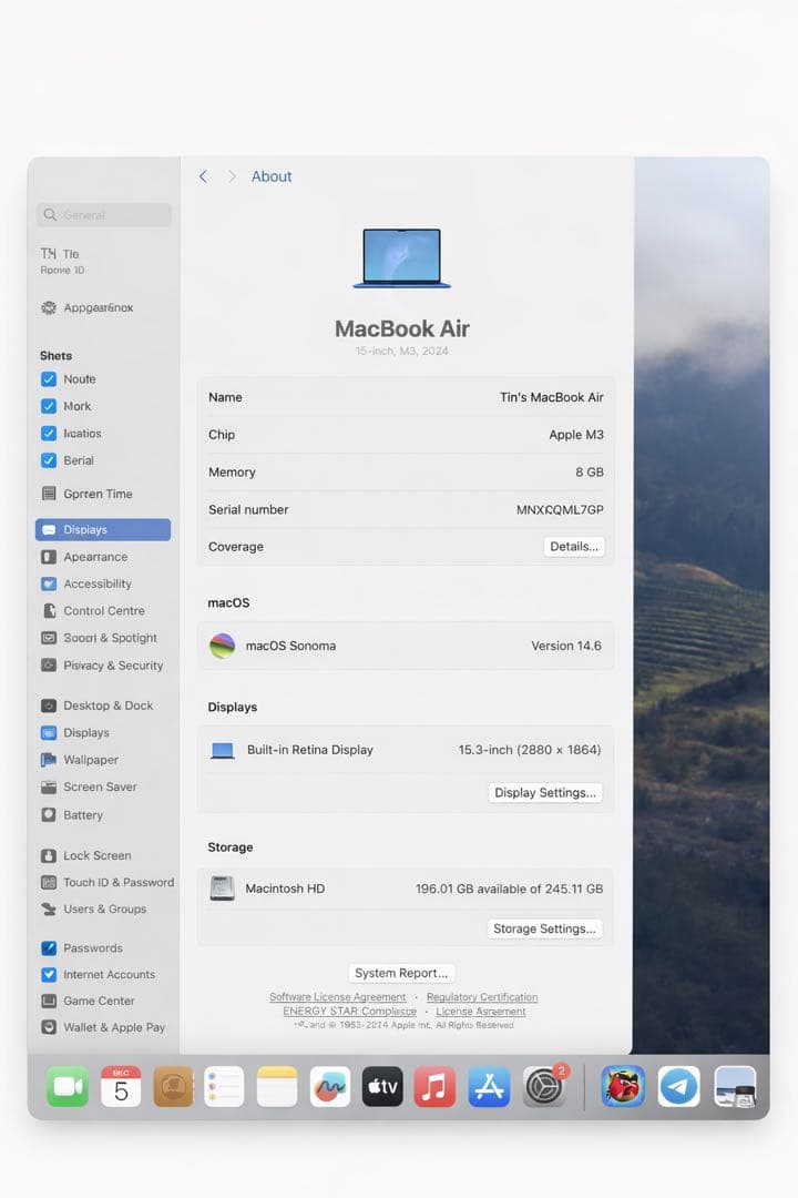 MacBook本体 MacBook Air M3 15inches MacBook Air (15-inch, M3, 2024) - Tech Specs - Apple Support