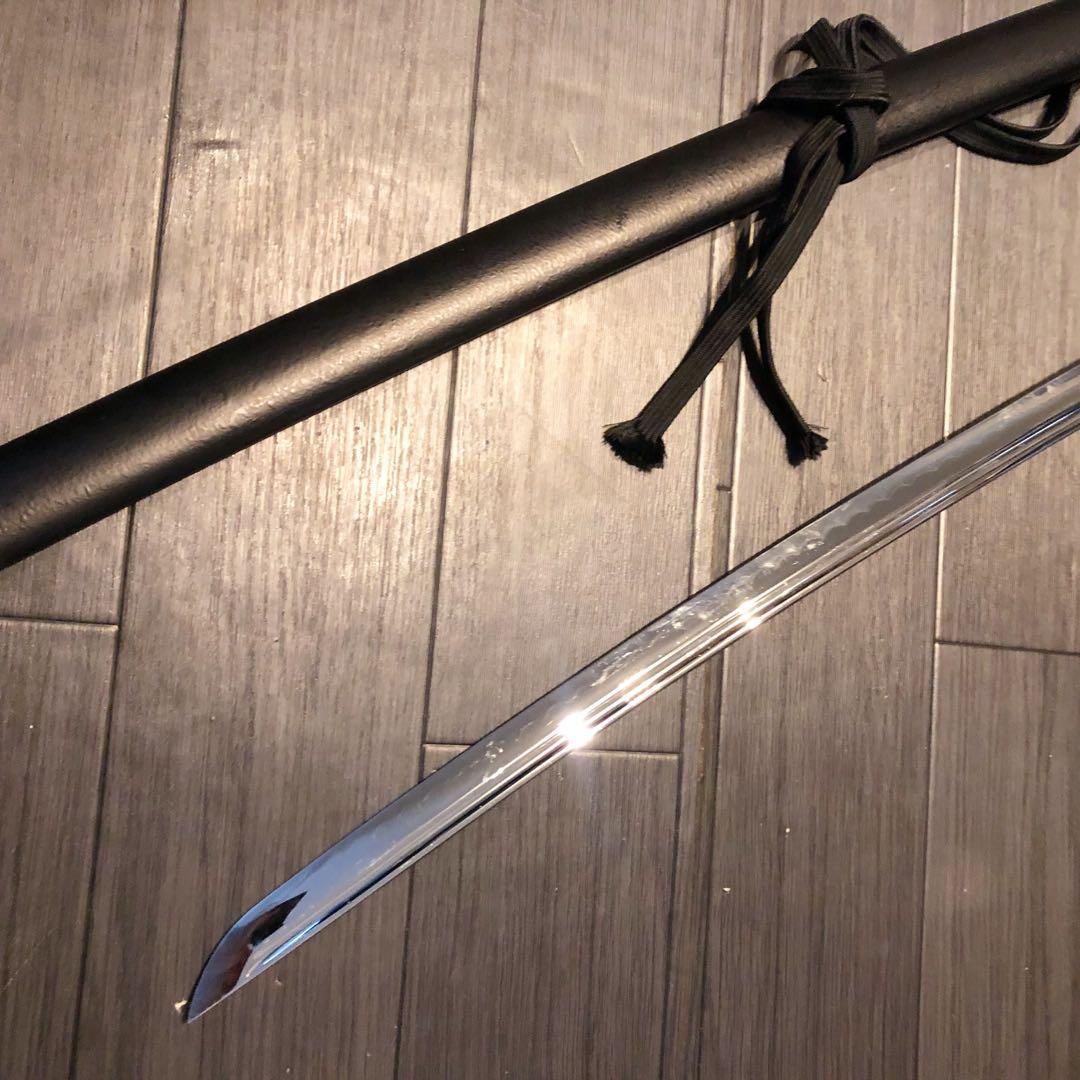 高級模造刀 居合刀 樋入り刀身 黒拵え 亜合金刀身