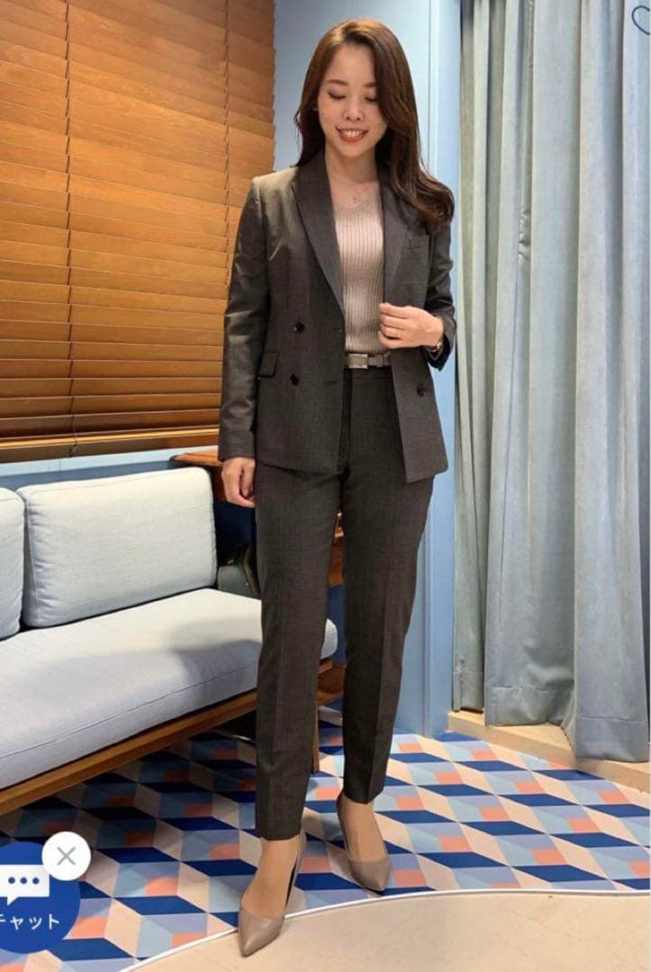 ミワク スーツ セットアップ 茶チェック ダブルジャケット パンツ