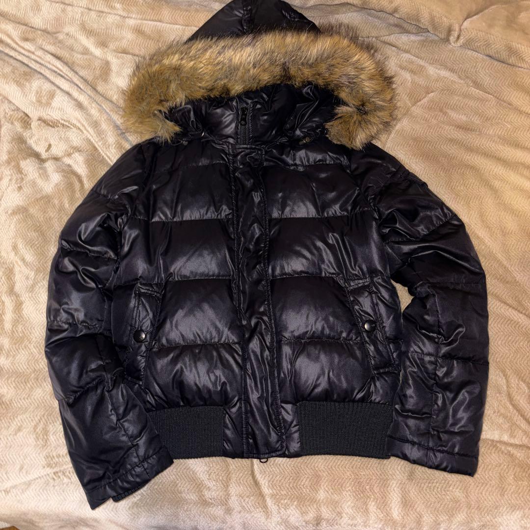 GAP 短丈 ダウンジャケット ファー付き 光沢 y2k 平成ギャル ブラック