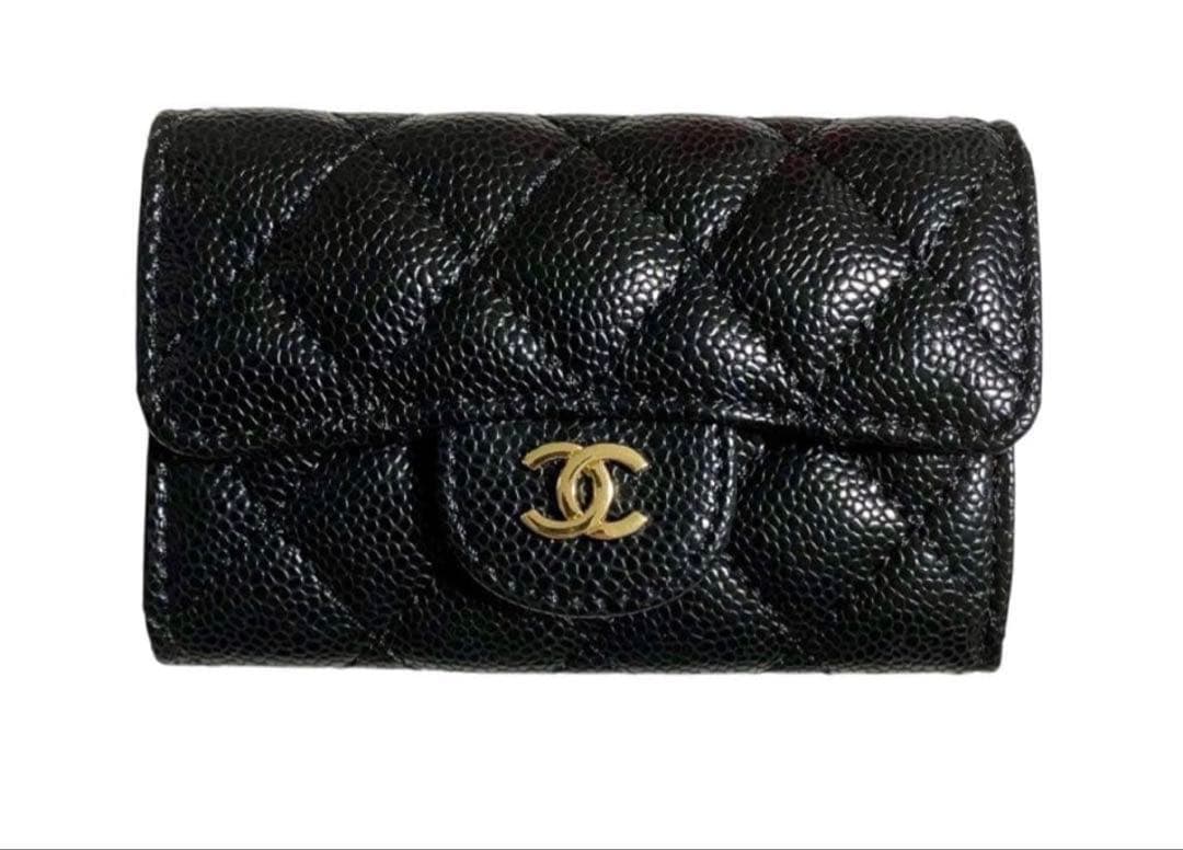 CHANEL ブラック キルティング 三つ折り財布 - メルカリ