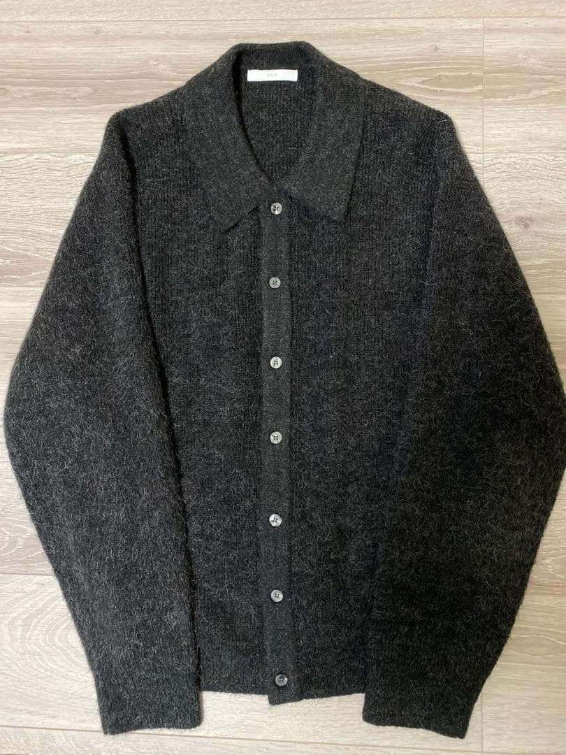 WYM LIDNM モヘア ニット シャツ カーディガン チャコール Sサイズ