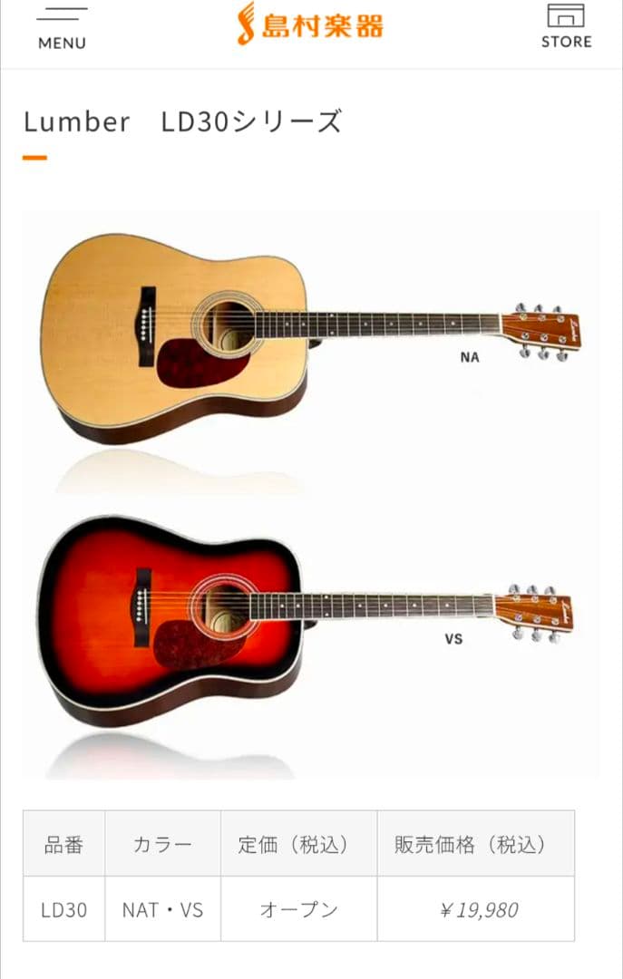 絶版・美品LumberランバーLD30VSアコースティックギター純正ケース＆弦