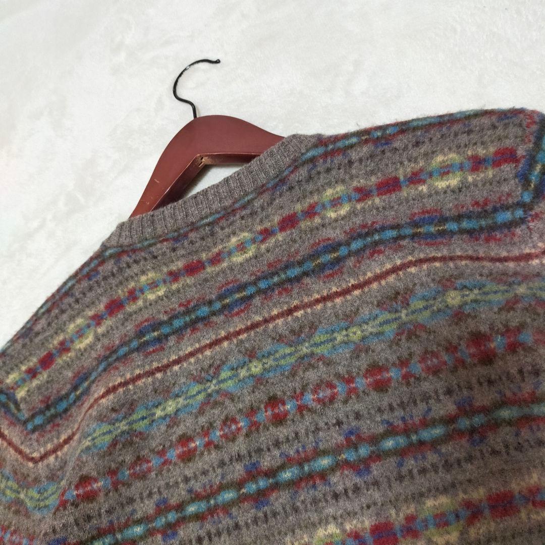 90S ポロラルフローレン フェアアイル柄 ラムウール ニットセーター L