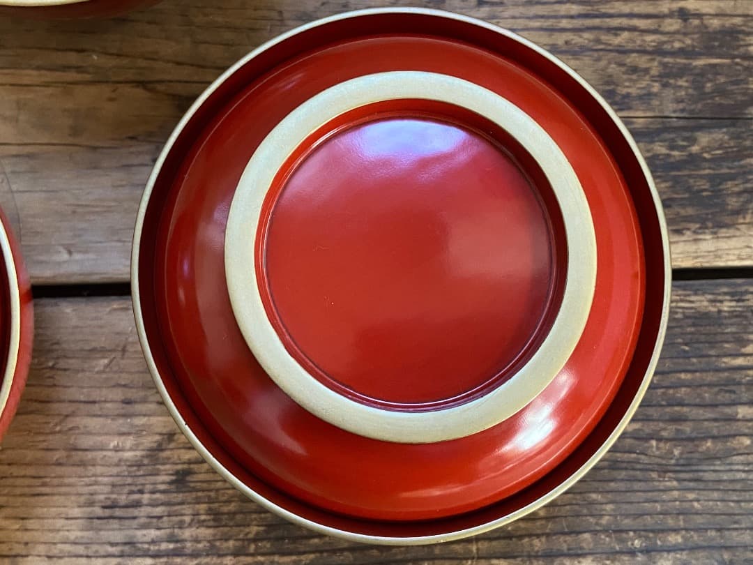 いろはにほへと様専用 輪島塗 金縁 煮物椀 5客 / 朱漆 漆器椀 懐石椀