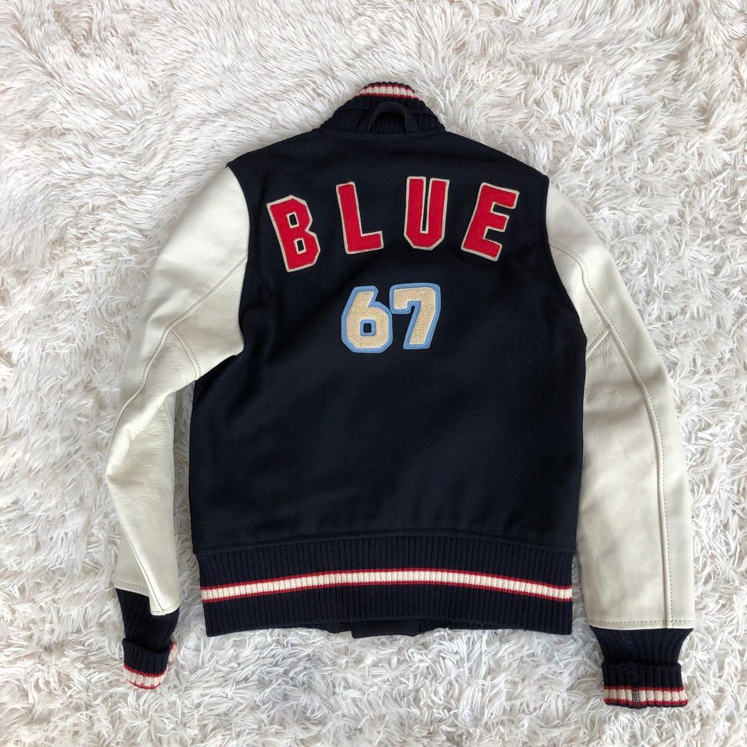 BLUEBLUEブルーブルースタジャン レザーウールネイビー紺色聖林公司HRM