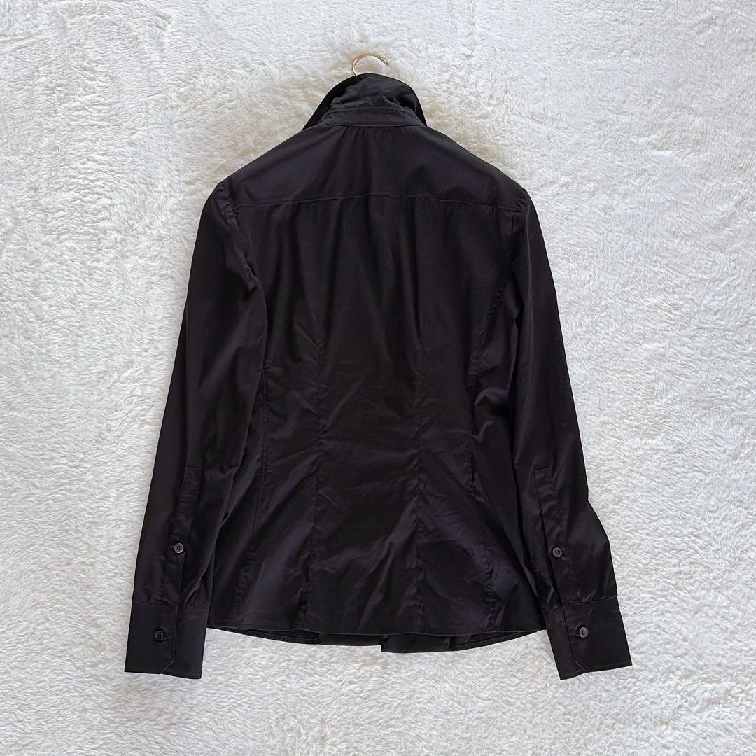 美品✨希少【グッチ】シェリーラインリボン付き長袖シャツ ロゴ刻印