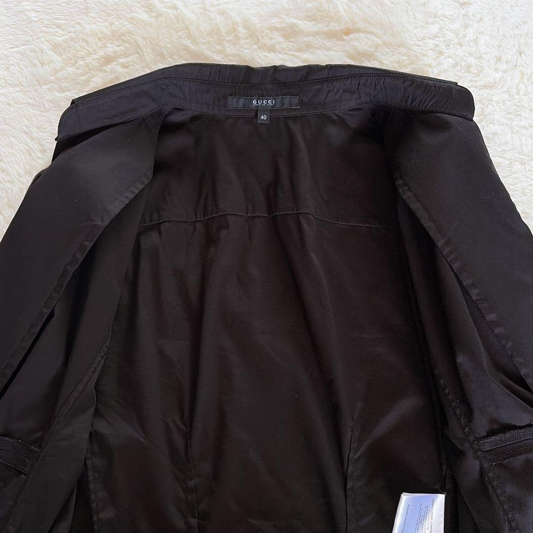 美品✨希少【グッチ】シェリーラインリボン付き長袖シャツ ロゴ刻印