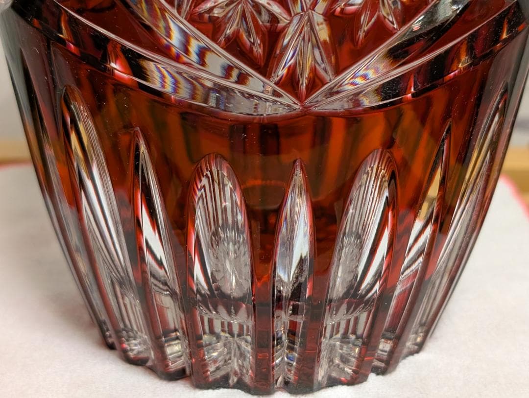 KONIG ケニッヒ クリスタル 切子 ガラス 花瓶 レッド ドイツ - メルカリ