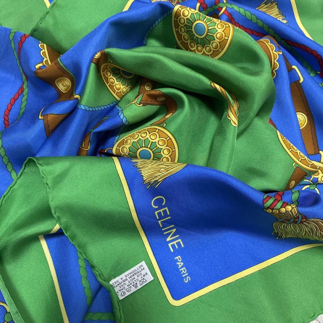 極美品☆CELINE セリーヌ シルク 馬車柄 イタリア 大判スカーフ