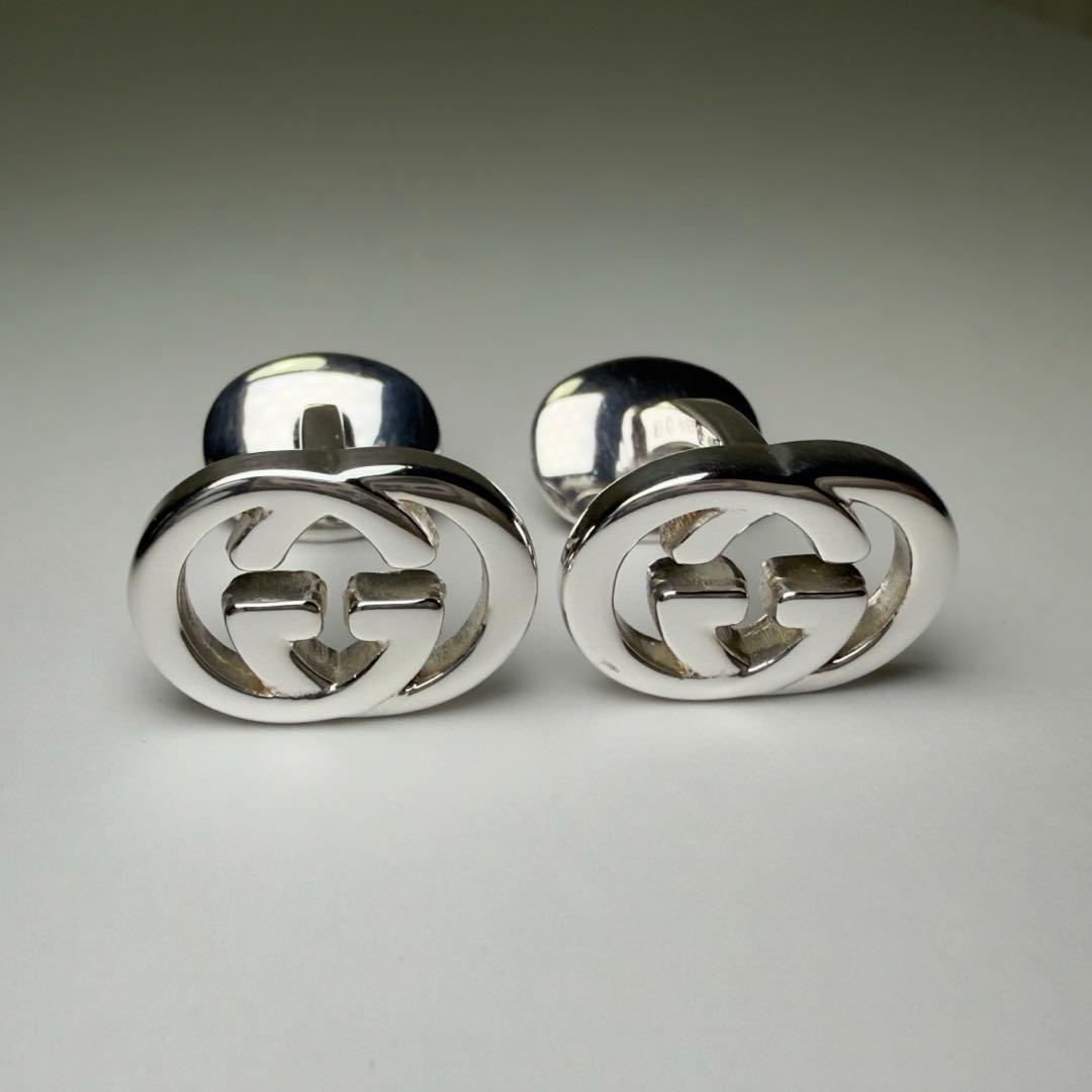 美品 GUCCI インターロッキングG シルバー925 カフリンクス カフス