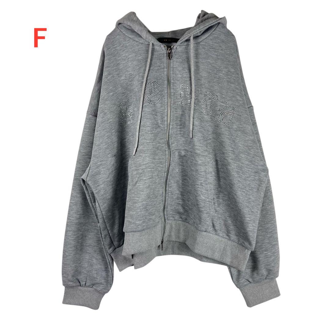 新品タグ付き GORGEグレー Fジッパー付きフードパーカー スウェット 裏