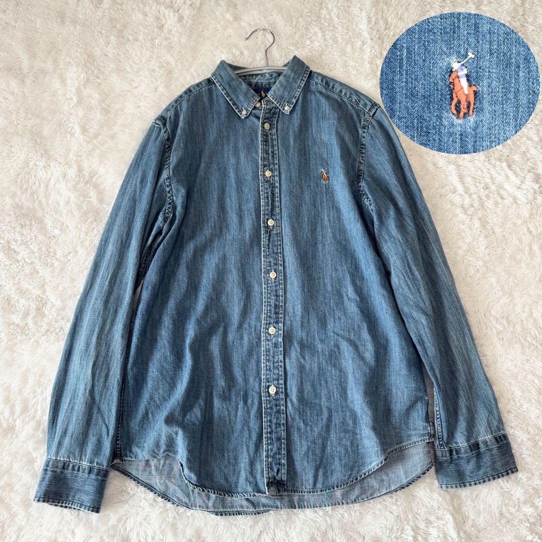 ラルフローレン】ダンガリーシャツマルチポニーオーバーサイズデニム