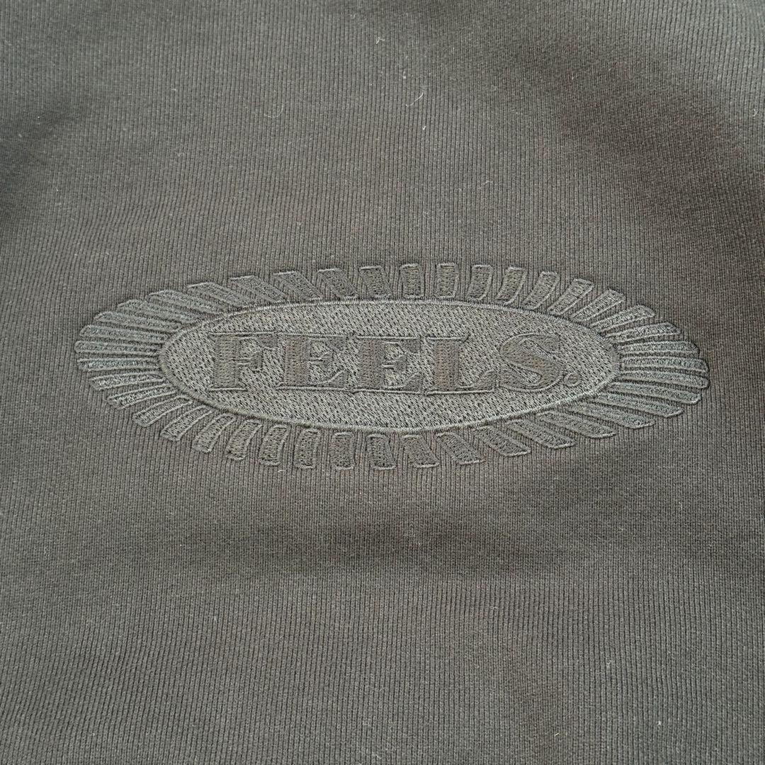 フィールズ【L】黒 長袖スウェット 上杉柊平 ロゴ刺繍 厚手 微