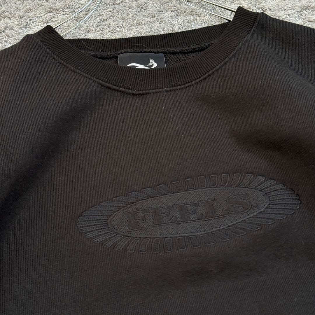 フィールズ【L】黒 長袖スウェット 上杉柊平 ロゴ刺繍 厚手 微