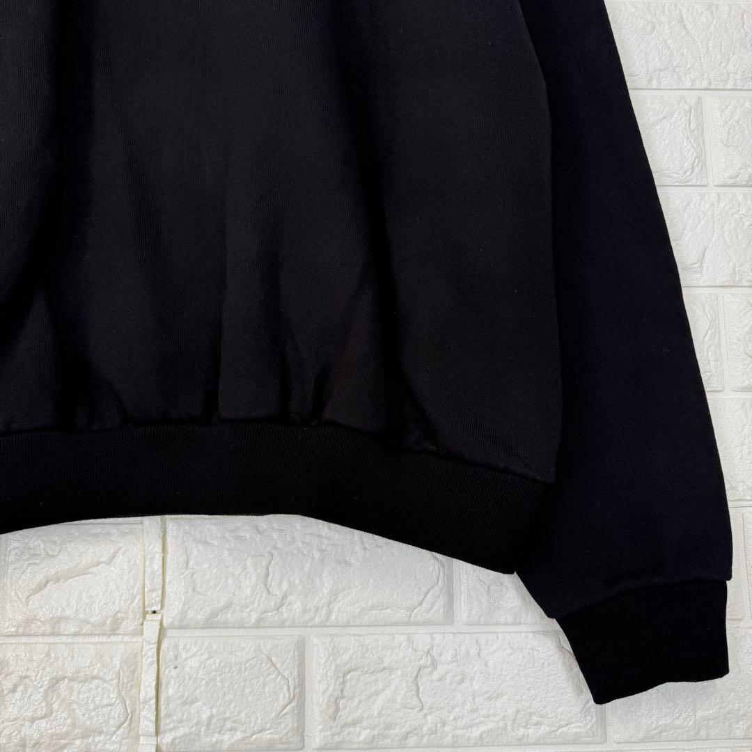 フィールズ【L】黒 長袖スウェット 上杉柊平 ロゴ刺繍 厚手 微
