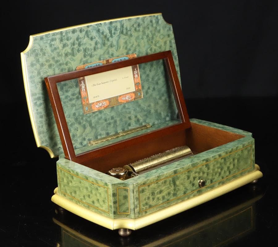 Y2534 リュージュ オルゴール ビバルディ「四季」3曲 72弁 金象嵌 ma